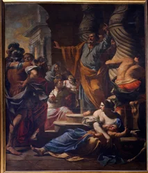 Mai 1642, „Die Vorhersage des Heiligen Petrus in Jerusalem“ von Charles Poerson (1609-1667). Kathedrale Notre Dame de Paris - Paris 4 - XIII., XIII., XIX., Restaurierung durch Viollet-le-Duc