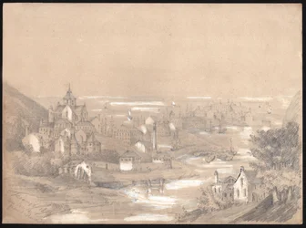 Panorama der Stadt Fecamp, Normandie. 1841 (Zeichnung)