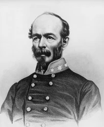 Porträt von Joseph Eggleston Johnston (1807-1891), amerikanischer Offizier während des Mexikanisch-Amerikanischen Krieges, der Seminolenkriege und des Amerikanischen Bürgerkriegs, Kupferstich