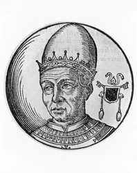 Porträt von Saint Paul I (700-767), 93. Papst der katholischen Kirche ab 757, Gravur