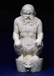 Der ägyptische Gott Bes, von einem Brunnen, römisch, ca. 130 n. Chr.