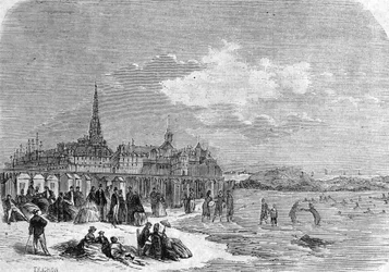 Ansicht der Badenden am Strand von Saint Malo