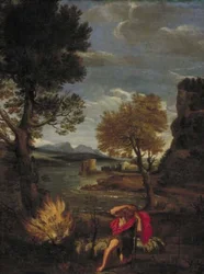 Landschaft mit Mose und dem brennenden Dornbusch