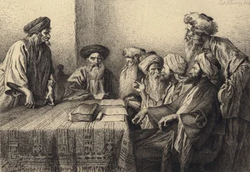 Judas vor dem Sanhedrin