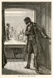 Mr. Fix auf der Wache, aus In 80 Tagen um die Welt von Jules Verne, graviert von Louis Dumont, 1873