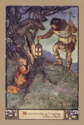 Entdeckte ein kleines Mädchen, das sich unter einem Dornstrauch duckte