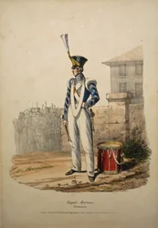 Royal Marines Trommler, ca. 1829 (handkolorierte Lithografie)