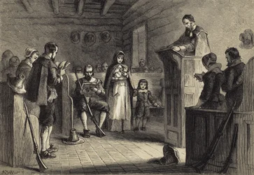 Öffentlicher Gottesdienst in Plymouth durch die Pilger