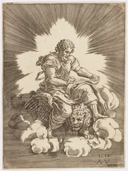 Heiliger Markus, auf einem Löwen sitzend