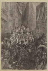 Stierkampf in Bayonne, der Umzug zur Arena auf dem Place de Saint-Esprit