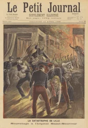 Soldaten retten Patienten aus einem Feuer im Saint-Sauveur-Krankenhaus, Lille