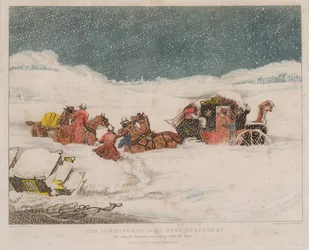 Die Birmingham-Post in der Nähe von Aylesbury, graviert von Robert Havell