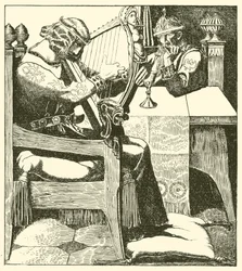 Sir Tristram spielt Harfe vor König Mark
