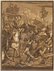Die Kreuzigung (linkes Panel)