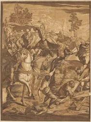 Die Kreuzigung (linkes Panel)