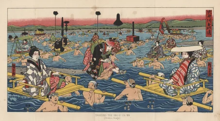 Überquerung des Oho-E-Ga-Wa, Provinz Suraga, 1855