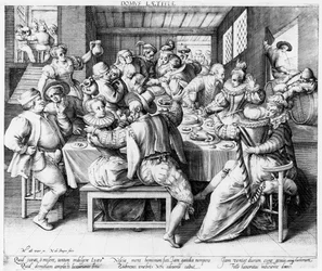 Das Fest, um 1600 (Gravur von Nicolaes de Bruyn)