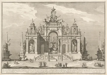 Die zweite Maschine für die Chinea von 1754: Eine Allegorie der Wasserwerke