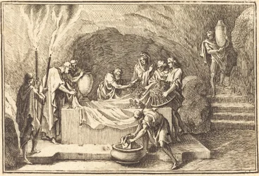 Der Leib Christi wird mit Blumen und Parfüm bedeckt