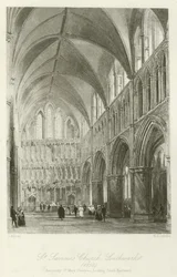 St. Saviours Kirche, Southwark, 1850, ehemals St. Mary Overyes, Blick nach Südosten