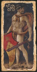 Wilder Mann mit Wappen der Familie Chigi