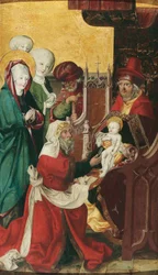 Beschneidung Christi (Innenseite); Maria einer Heimsuchung (Außenseite)