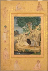 Seite aus dem späten Shah Jahan Album: Prinz und Asketen