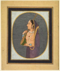 Hofdame singt und spielt die Vina