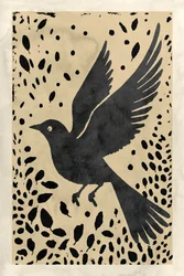 Schwarzer Vogel im Flug