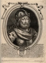 Dynastie der Kapetinger: Porträt von Heinrich I. (1009-1060), König der Franken von 1031 bis 1060 - Heinrich I. (1009-1060) König von Frankreich - Gravur aus 