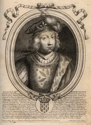 Porträt von Clovis III., König der Franken von 691 bis 695 - CLOVIS III Merowingischer König von Neustrien und Austrasien - Gravur aus 