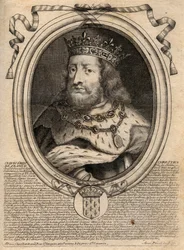 Porträt von Chlodwig I. (ca. 466 - 511), König der Franken - Porträt von Chlodwig I. (466-511), König der Franken - Gravur aus 