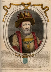 Porträt von Ludwig II. dem Stammler (846-879), König der Franken - Gravur aus 