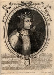 Porträt von Ludwig X. dem Eigensinnigen (1289-1316), König von Frankreich und Navarra - Gravur aus 