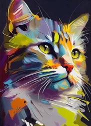 Abstrakte süße Katze, Ölmalerei Pinselstriche