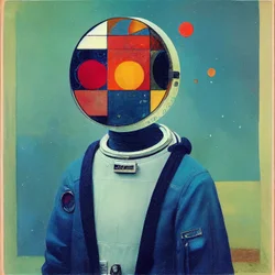 Abstrakte Malerei, russischer Astronaut