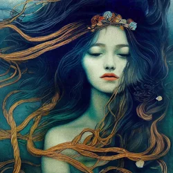 Schönes Mädchen mit Haaren, die im Wind tanzen