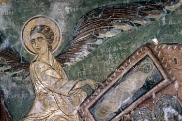 Fresken mit Engel in der Kirche von Metamorphosis tou Sotiros, Kefali, Kreta, Griechenland (Foto)