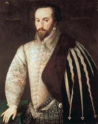 Porträt von Sir Walter Raleigh (1554 - 1618). Gemälde zugeschrieben Federico Zuccaro (oder Zuccari) (1549 - 1609). 1588. London, National Portrait Gallery
