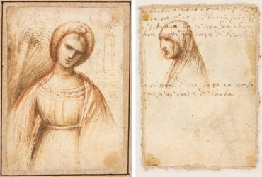 Dame in einer Landschaft (recto); Profil einer alten Frau in Brustlänge (verso)
