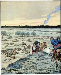 Schlachtschiffe? Es gibt keine mehr! Antwort eines Generals an einen Offizier, der bei der Schlacht von Reischoffen Verstärkung forderte, bekannt für seine schwere Pflicht im Jahr 1870. Illustration von Job (Jacques Marie Gaston Onfray und Breville) für da