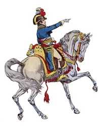 Napoleon zu Pferd - Lithographie von Job (Jacques Onfroy de Bréville) aus „Le Grand Napoléon des Petites Enfants“ 1893