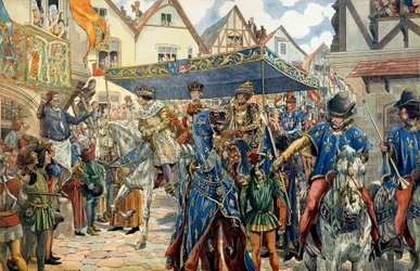 Triumphaler Einzug von Ludwig XI. von Frankreich, genannt der Kluge (1423-1483) in Paris am 30. August
